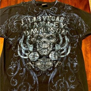 Nice NWT Las Vegas Harley Davidson Tee Shirt. Black and White.